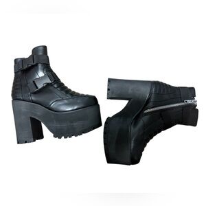Current mood size 8 goth rave platform buckle detail booties brand new